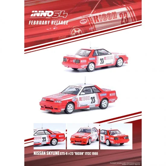 1:64 INNO64 Nissan Skyline GTS-R (R31) #23 "RICOH" Japan Touring Car Championship 1988