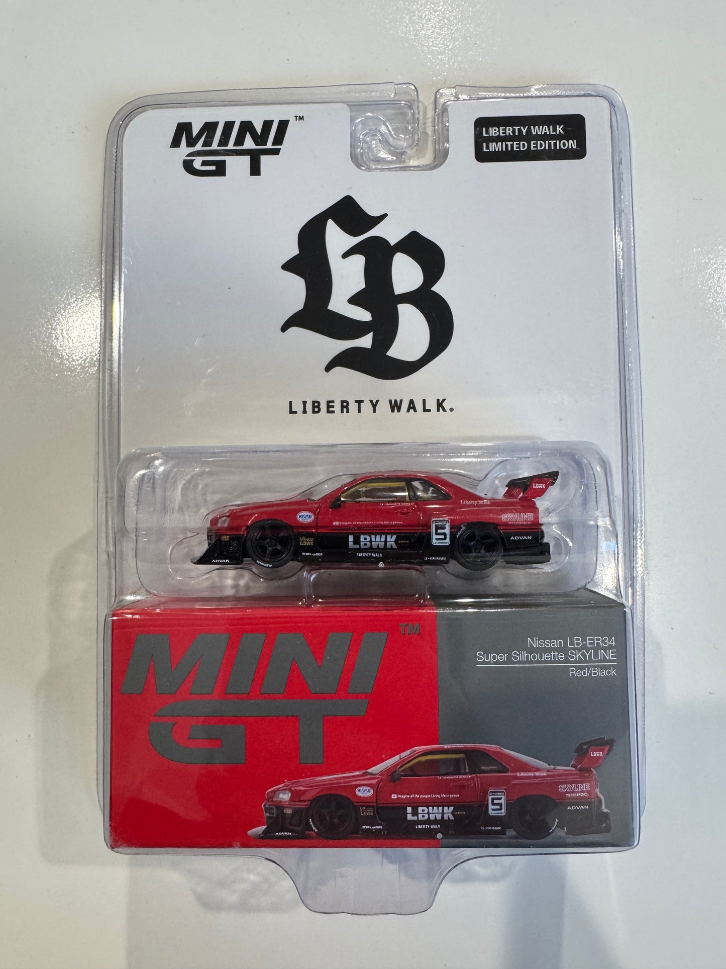 Mini GT 1:64 Nissan LB-ER34 Super Silhouette Red Black LBWK Japan Store Exclusive
