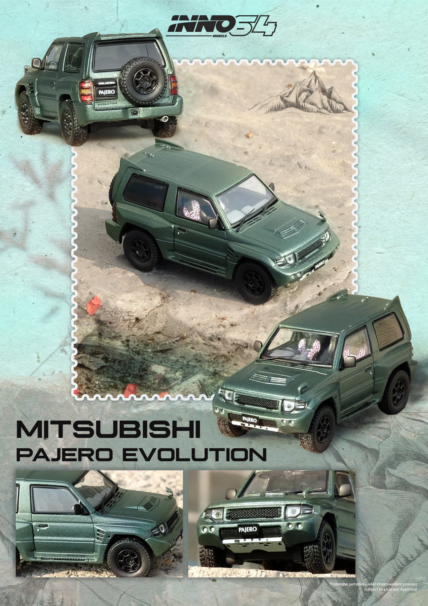 INNO64 1:64 Mitsubishi Pajero EVOLUTION Satin Green