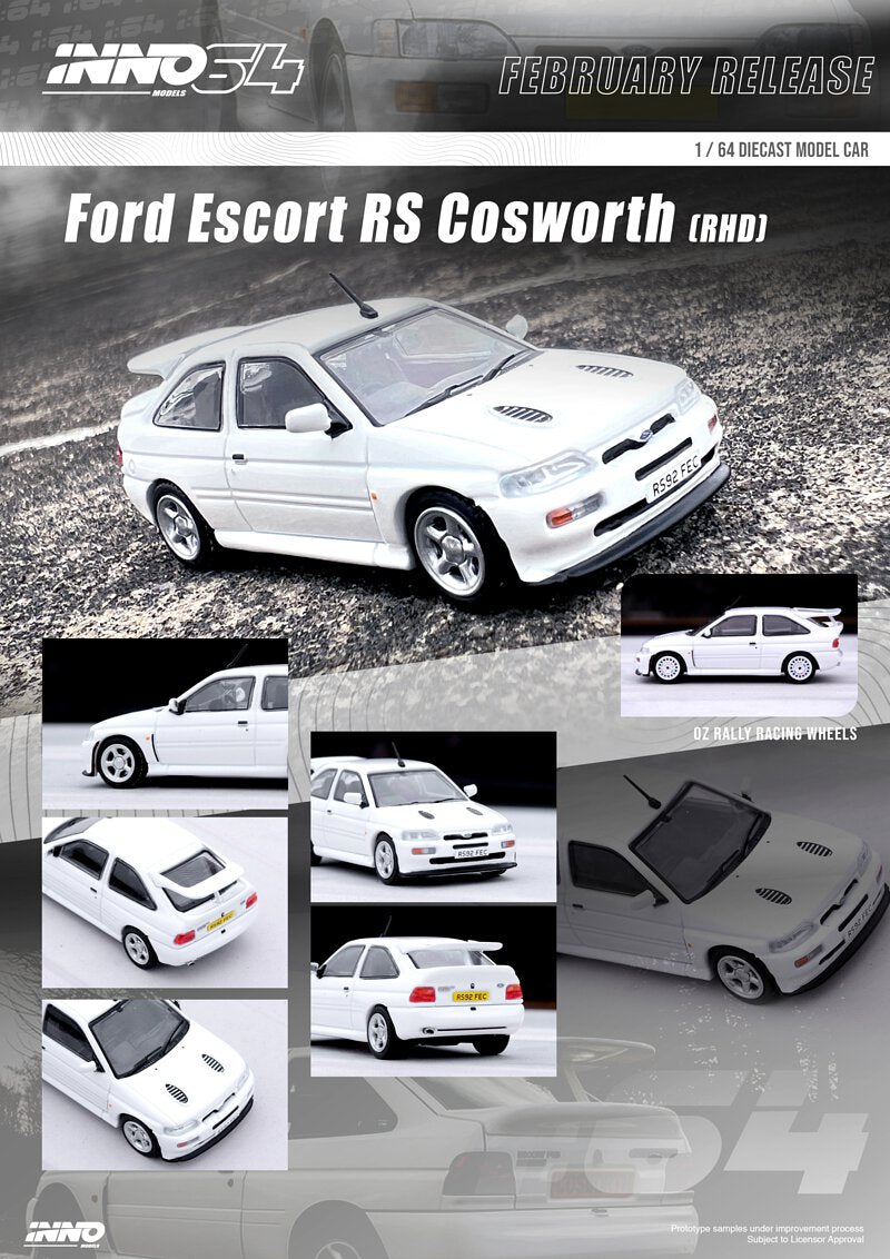 INNO64 1:64 FORD ESCORT RS COSWORTH "OZ RALLY RACING WHEELS" (LHD) With Oz Rally Racing Wheels