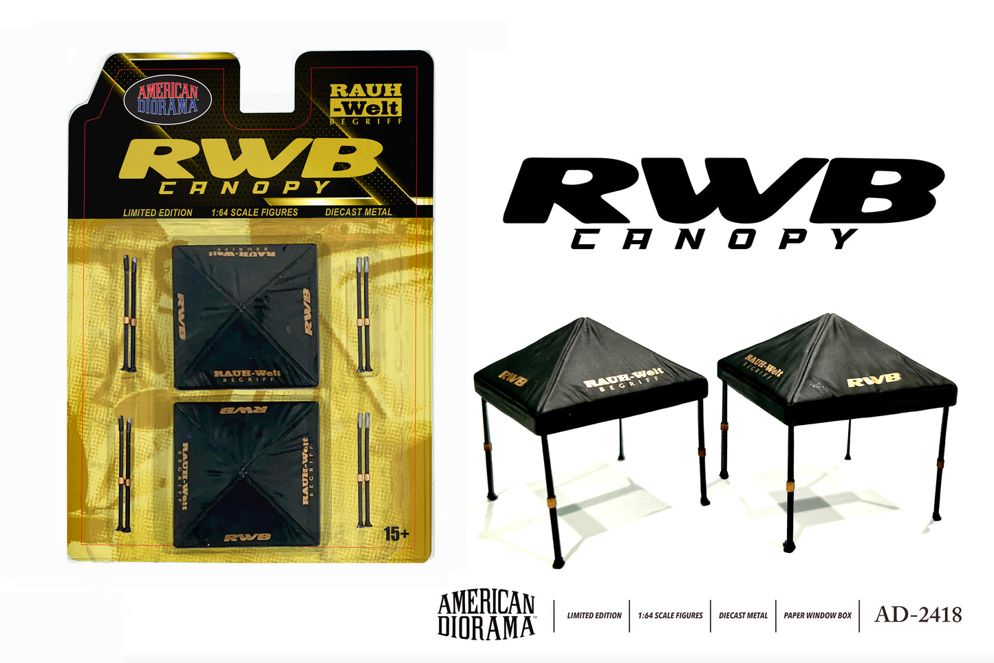 American Diorama 1:64 RWB Canopy Set (Set of 2 canopies, Blister packaging)