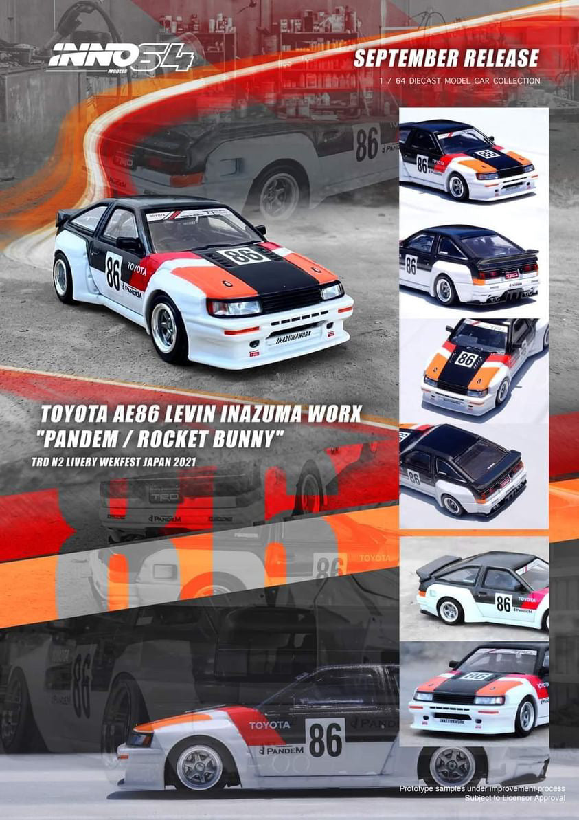 (Preorder) INNO64 1:64 Toyota AE86 Levin Inazuma Worx "Pandem/Rocket Bunny"