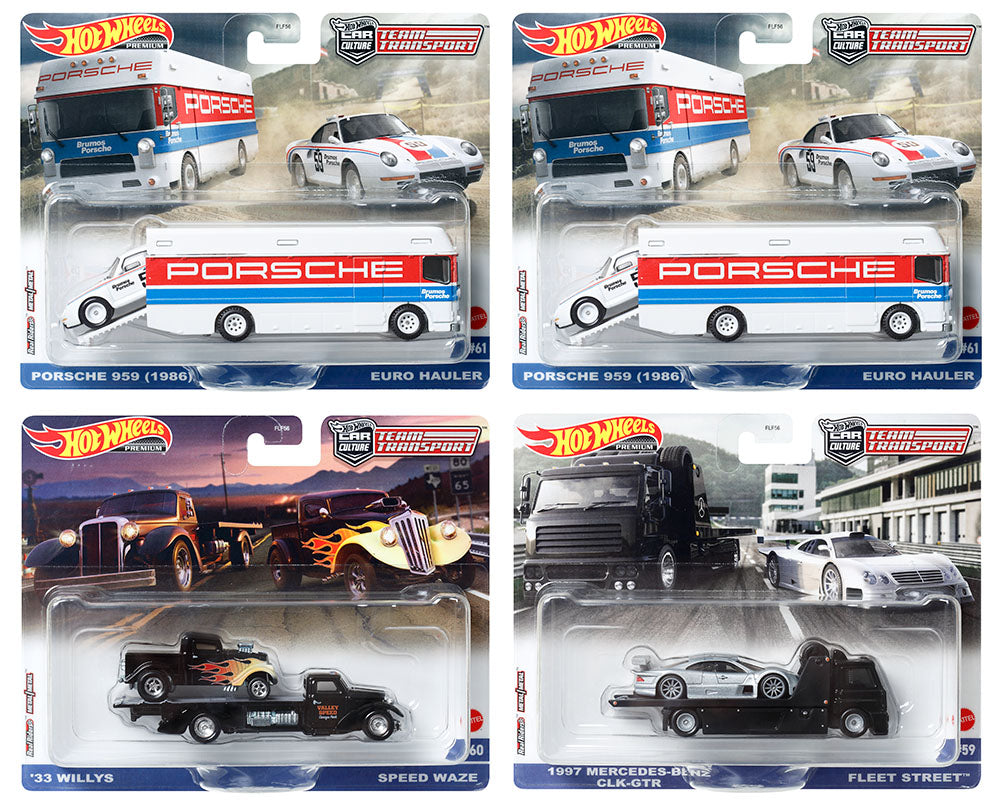 (Preorder) Hot Wheels 1:64 Team Transport 2023 W Case Assortment Set of 4