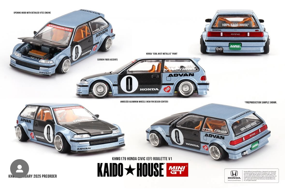 (Live Box Break) Kaido House x Mini GT 1:64 HONDA CIVIC (EF) ROULETTE V1