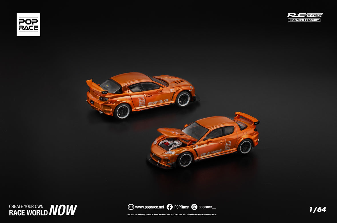 (Preorder) Pop Race 1:64 MAZDA RX-8 RE-AMEMIYA CHROME ORANGE