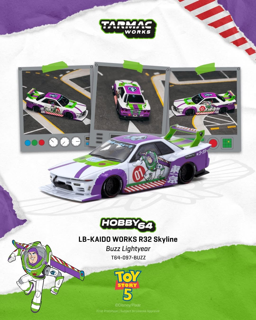 (Preorder) Tarmac 1:64 - Kaido Works Nissan R32 Skyline Buzz Lightyear