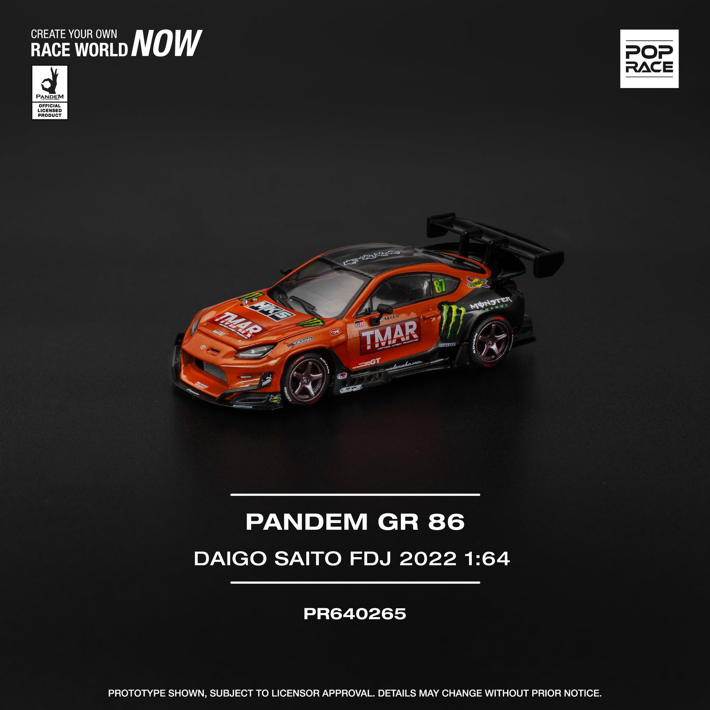 (Preorder) Pop Race 1:64 PANDEM GR86 - DAIGO SAITO FORMULA DRIFT JAPAN 2022 - PR640265