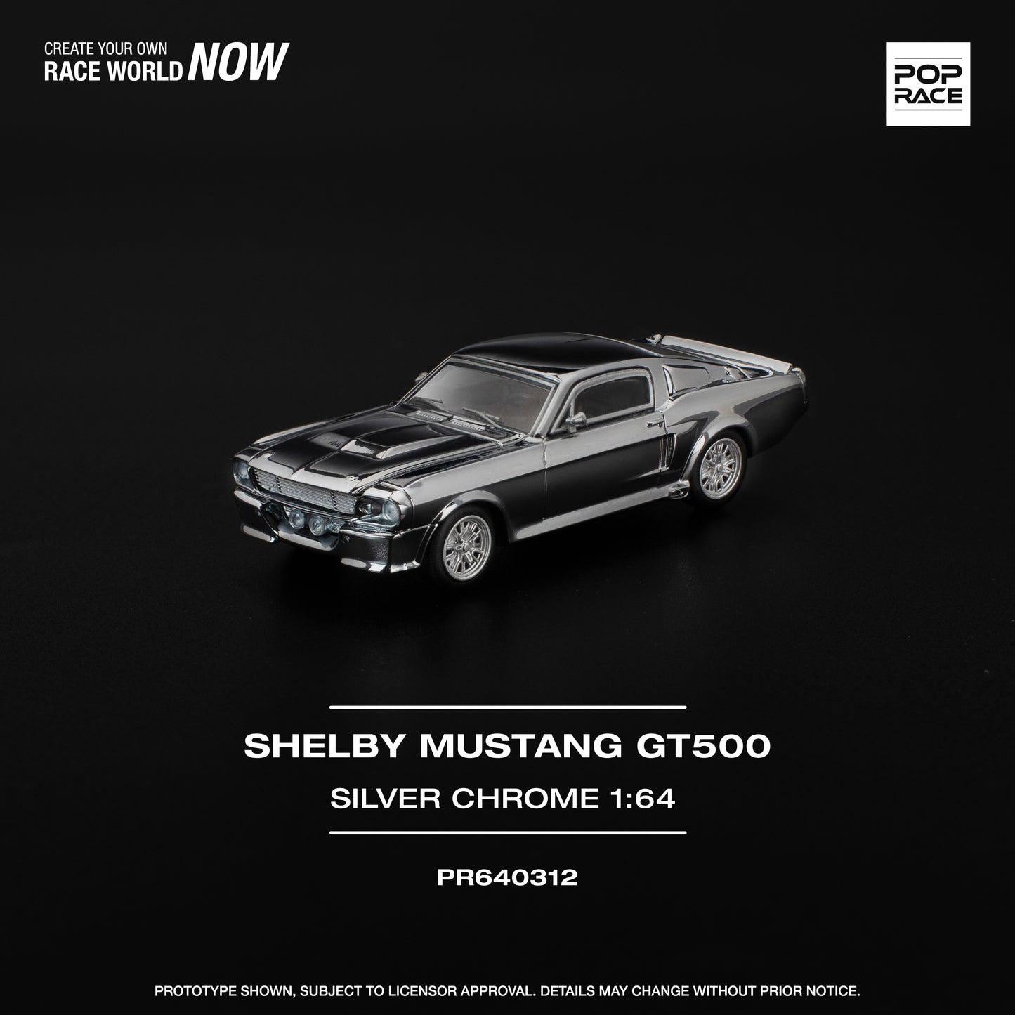 (Preorder) Pop Race 1:64 SHELBY MUSTANG GT500 - SILVER CHROME - PR640312