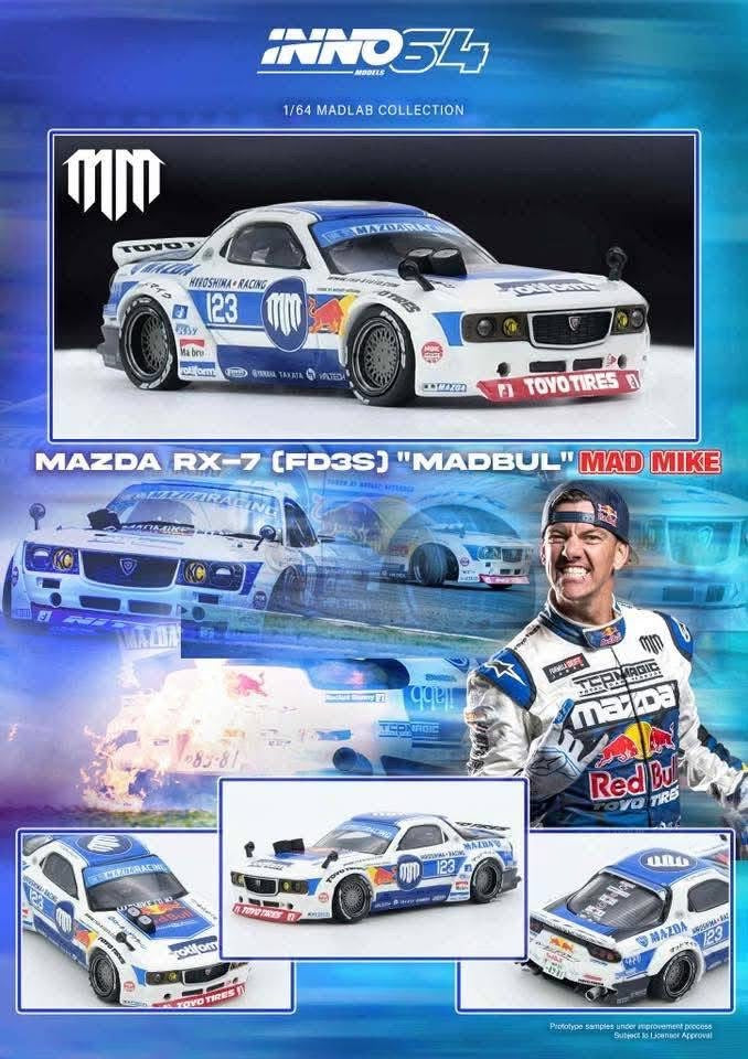 (Preorder) INNO64 1:64 R89C Mazda RX7 (FD3S) "Pandem Rocket Bunny" MADBUL MADLAB COLLECTION 001