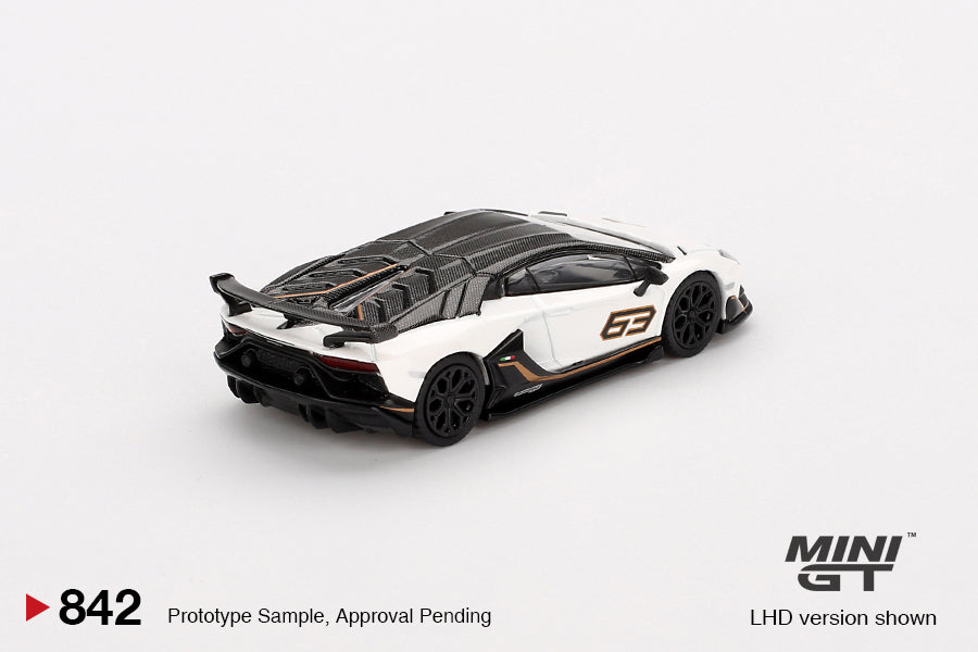 (Preorder) Mini GT 1:64 Lamborghini Aventador SVJ 63 Bianco Asopo