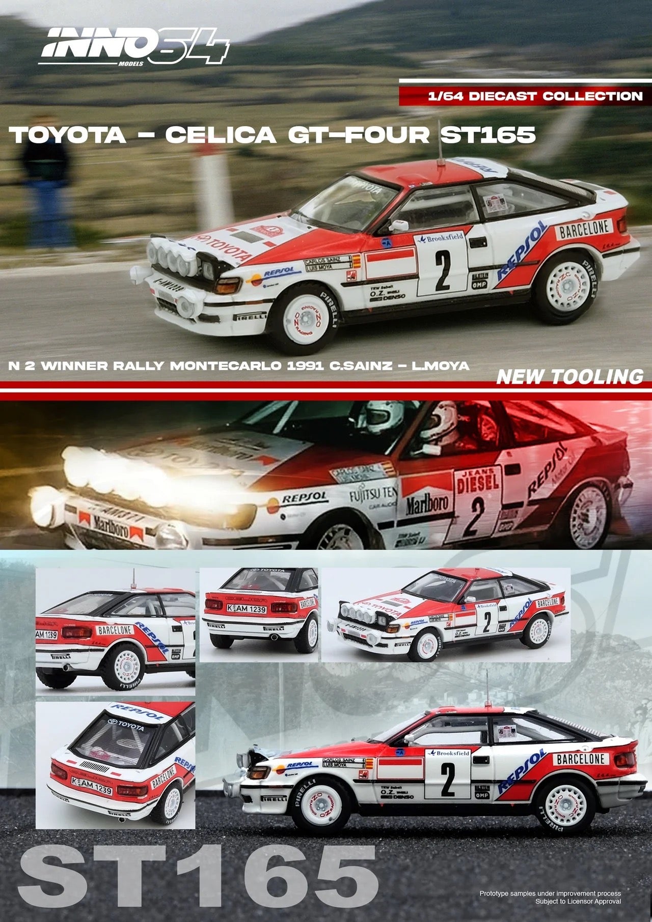 (Preorder) INNO64 1:64 Toyota Celica GT-FOUR (ST165) Winner Rally Monte Carlo 1991 C. Sainz / L. Moya"