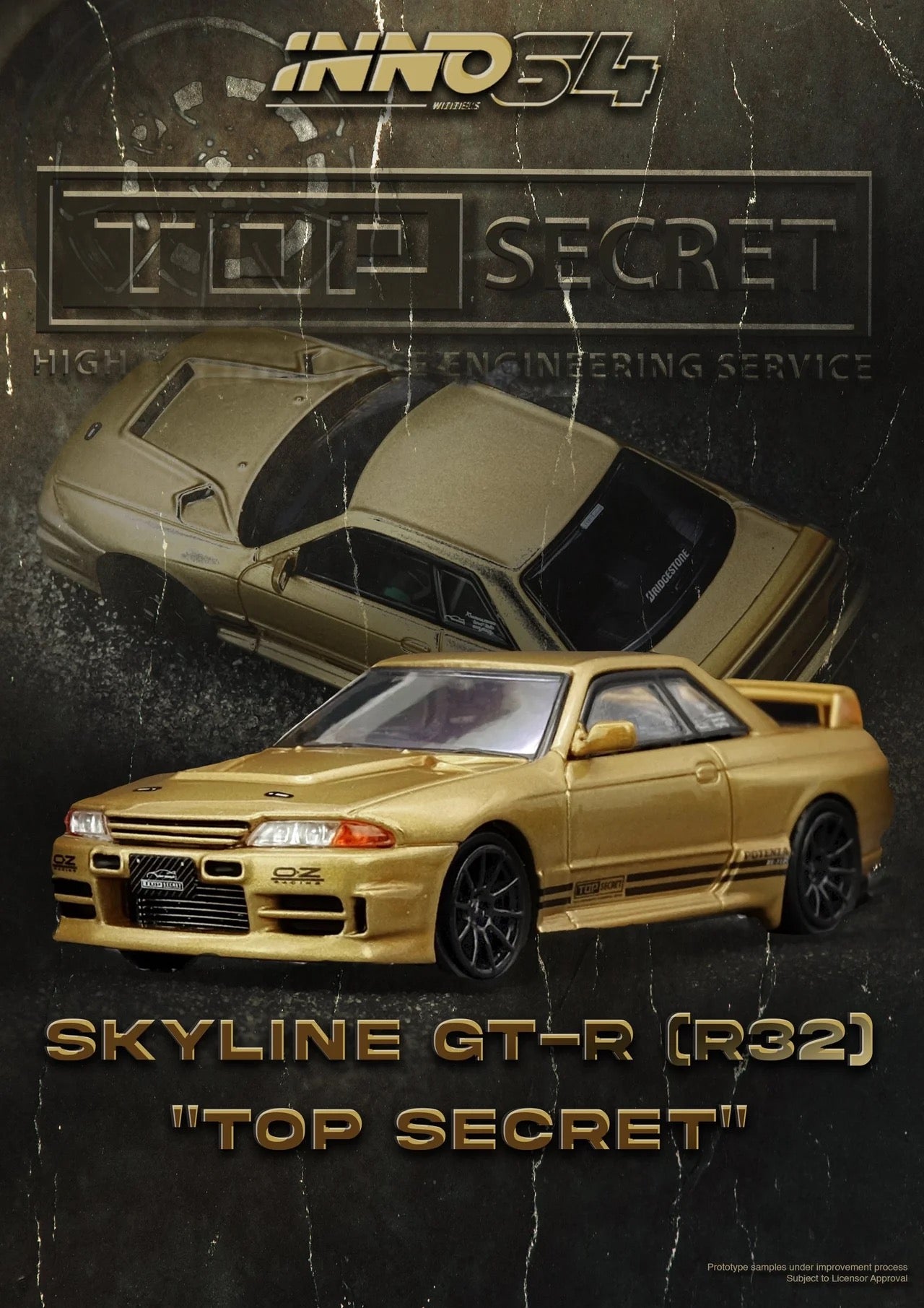 (Preorder) INNO64 1:64 Nissan Skyline TOP SECRET BNR32 GT-R (650R) Gold