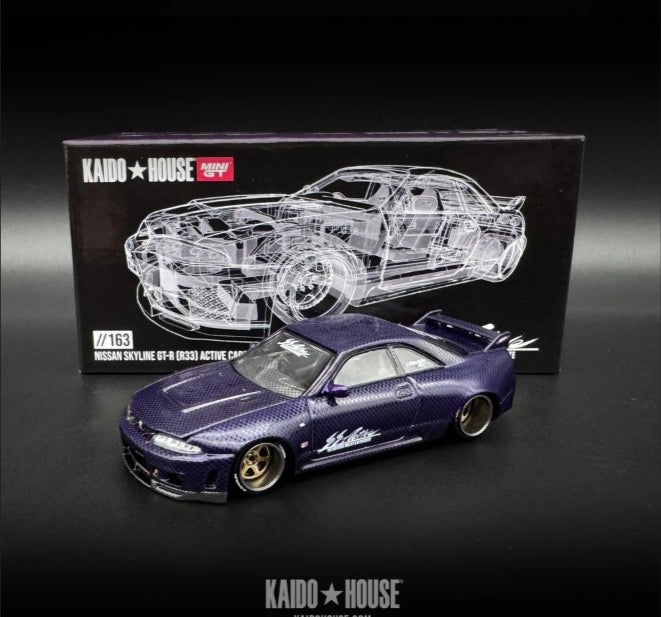 (Live Box Break) Kaido House x Mini GT 1:64 Nissan Skyline GT-R (R33) Active Carbon R V2