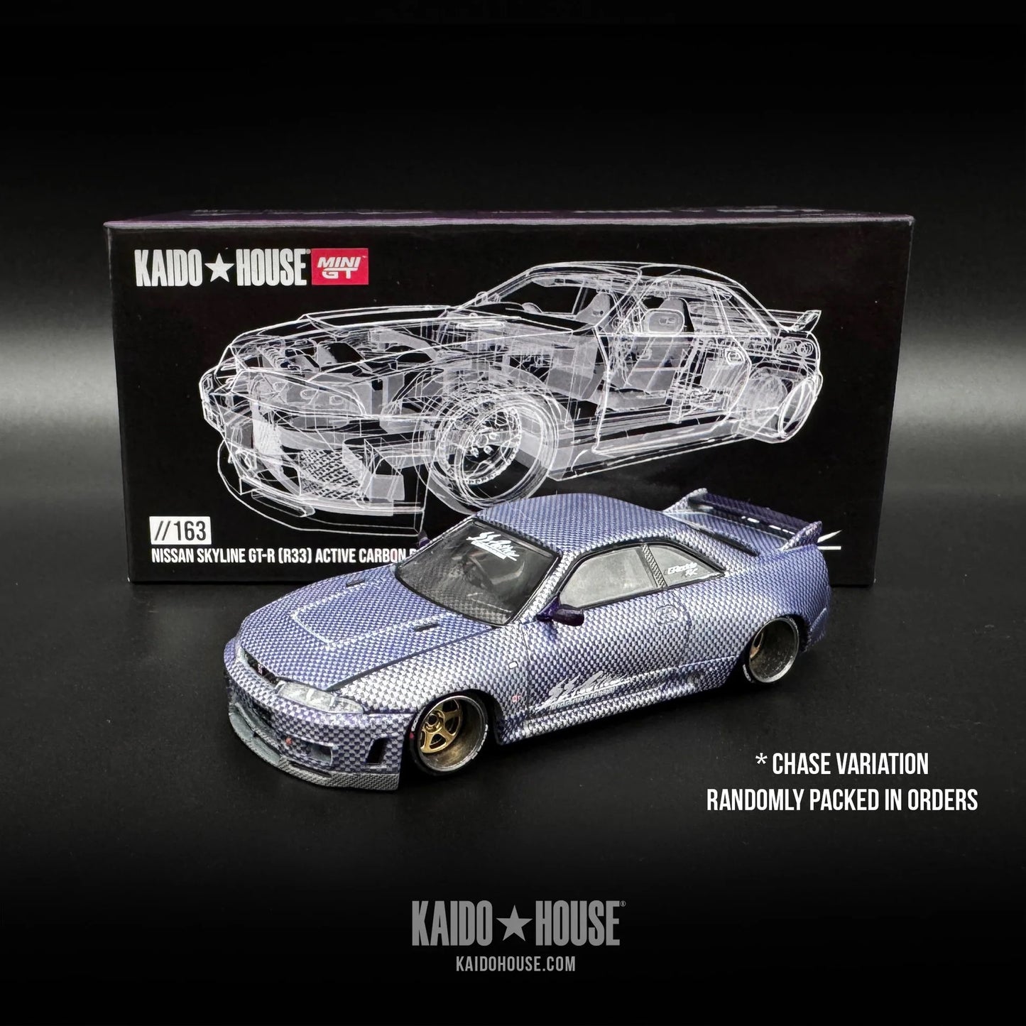 (Live Box Break) Kaido House x Mini GT 1:64 Nissan Skyline GT-R (R33) Active Carbon R V2
