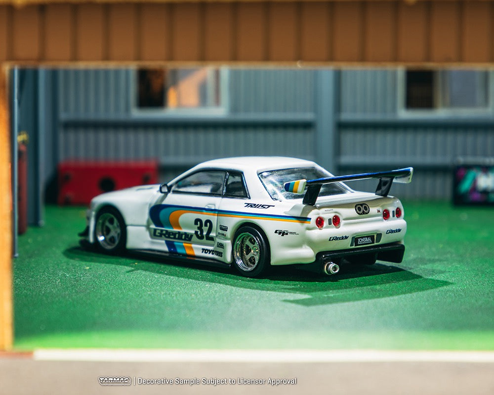 (Preorder) Tarmac Works 1:64 Nissan Skyline GT-R (R32) Widebody Jonsibal Designworks & Greddy Special Limited Edition -White – Mijo Exclusive