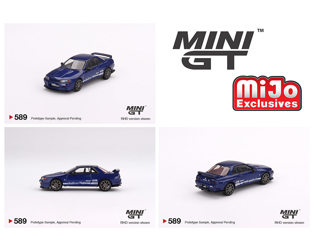 (Preorder) Mini GT 1:64 Nissan Skyline GT-R Top Secret VR32 – Blue Metallic – RHD – MiJo Exclusives