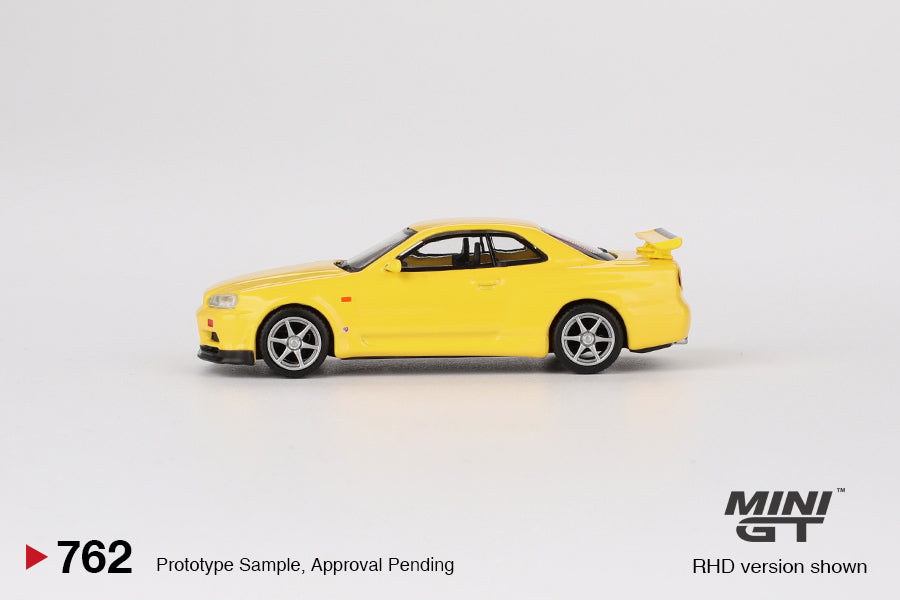Mini GT Nissan Skyline GT-R (R34) V-Spec Lightning Yellow (762)