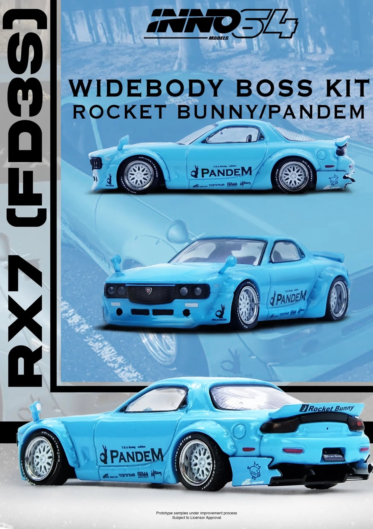 INNO64 Mazda RX-7 (FD3S) "Pandem Rocket Bunny" Tiffany Blue
