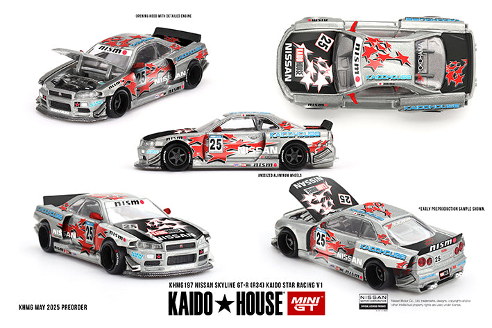 (Preorder) Kaido House x Mini GT 1:64 Nissan Skyline GT-R (R34) Kaido Star Racing V1