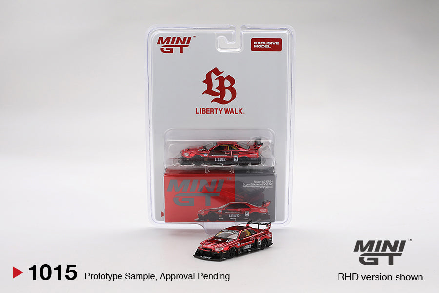 Mini GT Nissan LB-ER34 Super Silhouette SKYLINE Red Chrome