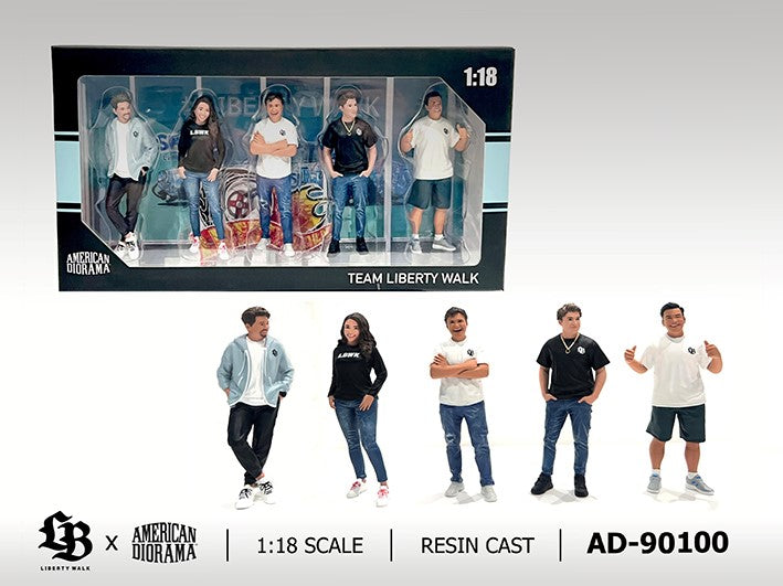 American Diorama 1:18 Figure Set - Team Liberty (Set of 5 figures) *Official LBWK Licensed product*