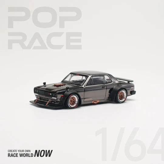 Pop Race 1:64 Skyline GT-R V8 Drift (HAKOSUKA) Dark Chrome
