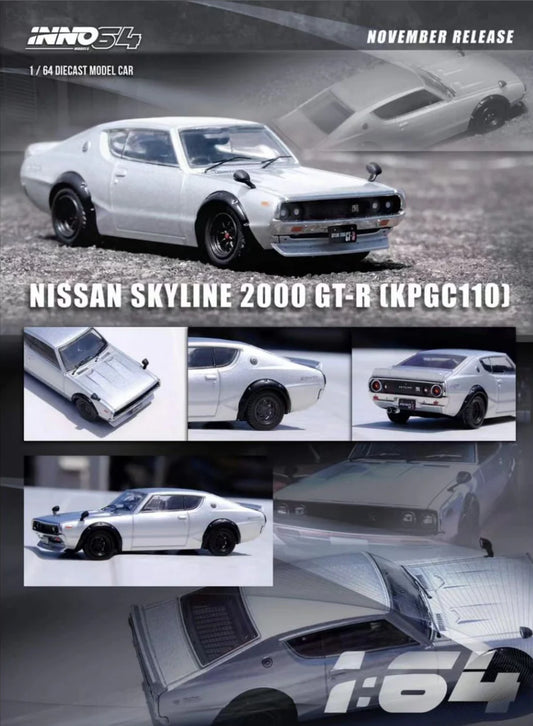 (Preorder) INNO64 1:64 Nissan Skyline 2000 GT-R (KPGC-110) Silver