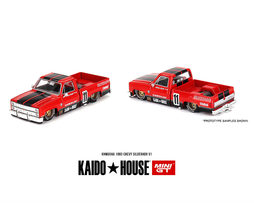 (Preorder) Kaido House x Mini GT 1:64 Chevrolet Silverado 1983 KAIDO V1- Red – Limited Edition
