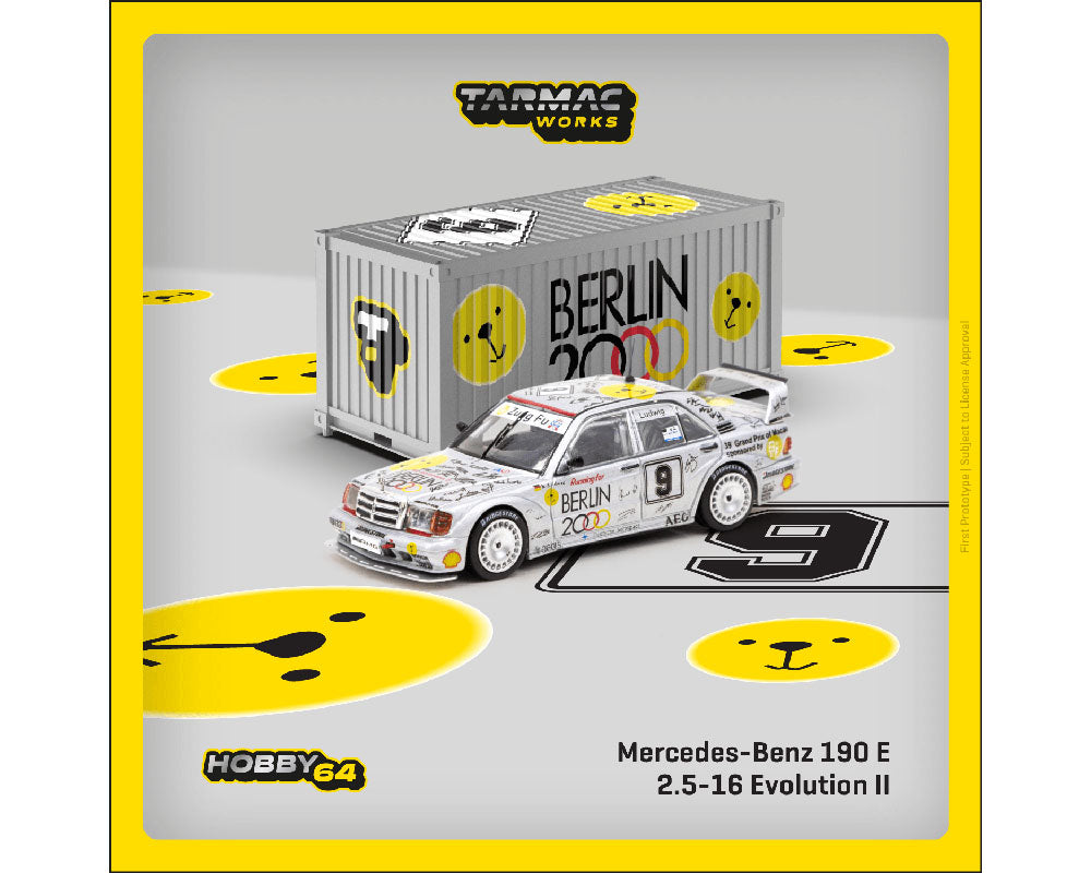 (Preorder) Tarmac Works 1:64 Mercedes-Benz 190 E 2.5-16 Evolution II Macau Guia Race 1992 K.Ludwig W/ Container