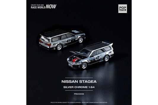 (Preorder) Pop Race 1:64 Nissan Stagea Race Department Chrome
