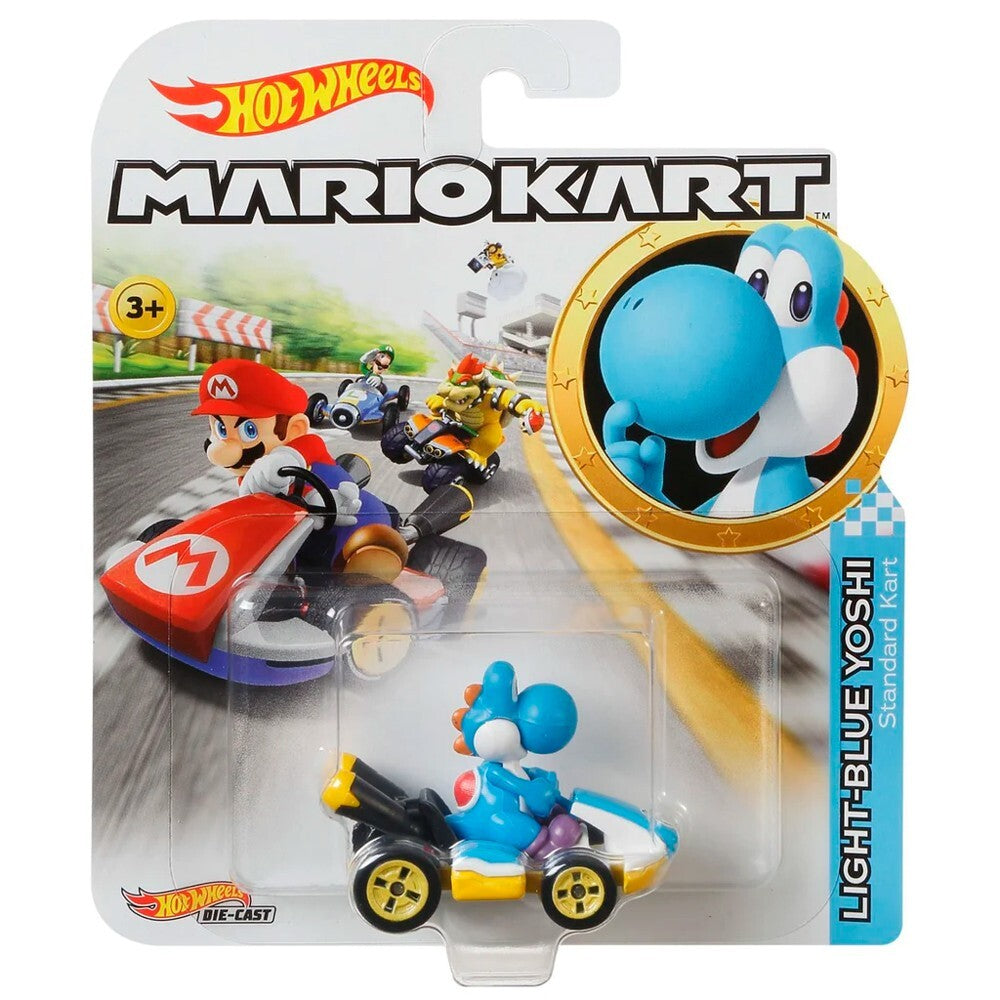 Hot Wheels Mario Kart - Light Blue Yoshi Standard Kart