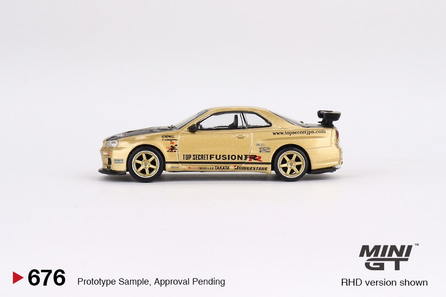 (Preorder) Mini GT Nissan Skyline GT-R (R34) Top Secret Top Secret Gold - Japan Exclusive (NOT USA BLISTER PACK)