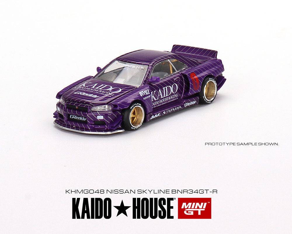 Kaido House x Mini GT 1:64 Nissan Skyline GT-R (R34) Kaido Works V1 (Purple) Limited Edition
