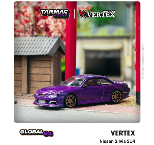 Tarmac Works 1:64 Global 64 Vertex Silvia S14 Purple