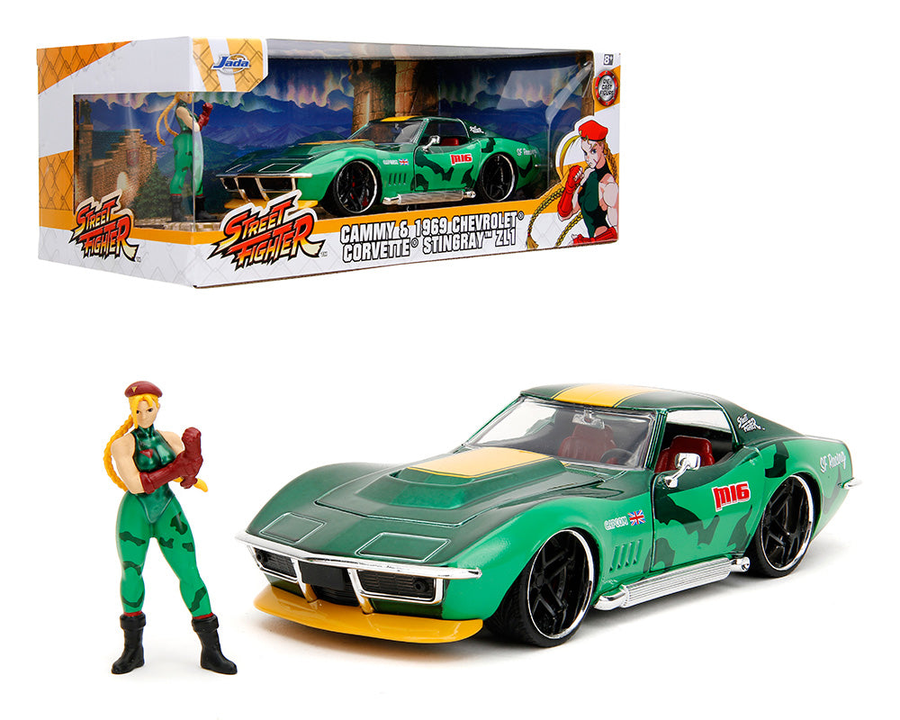 Jada 1:24 Street Fighter Cammy & 1969 Chevrolet Corvette Stingray ZL1 (Green)