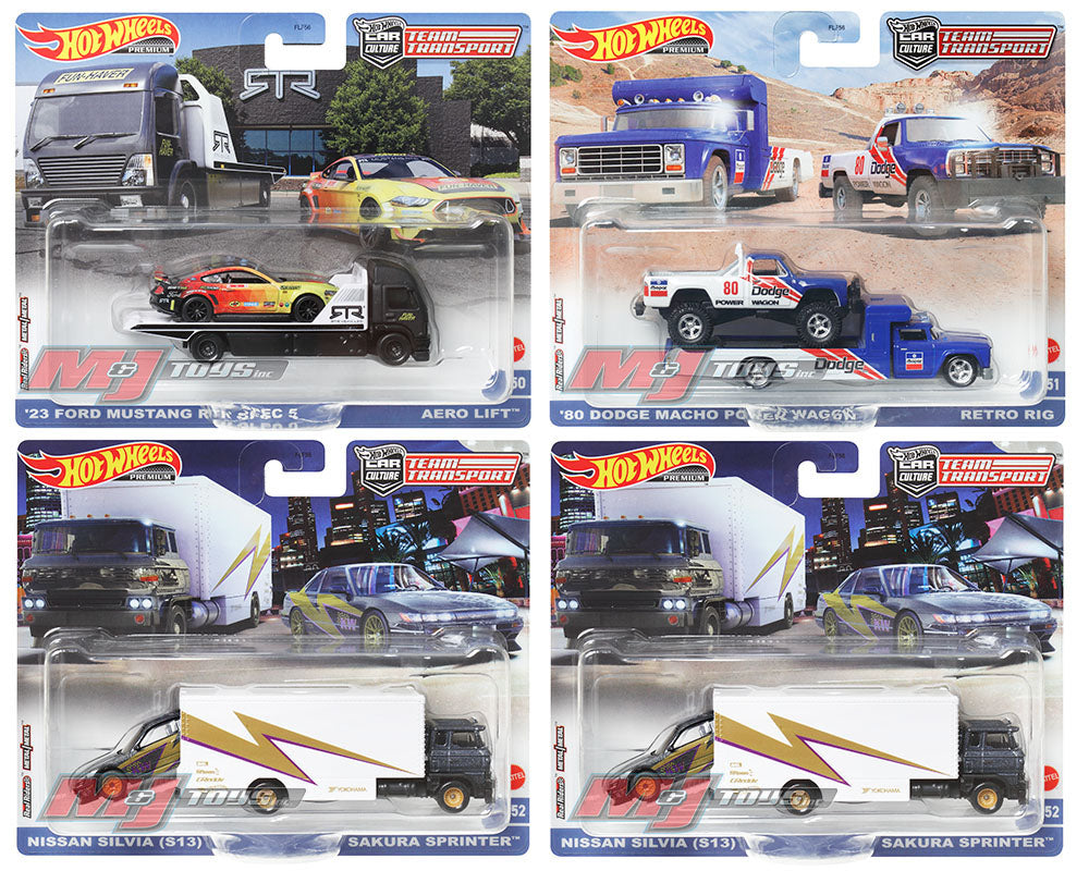 Hot Wheels 1:64 Team Transport 2023 T Case Assortment Set of 4