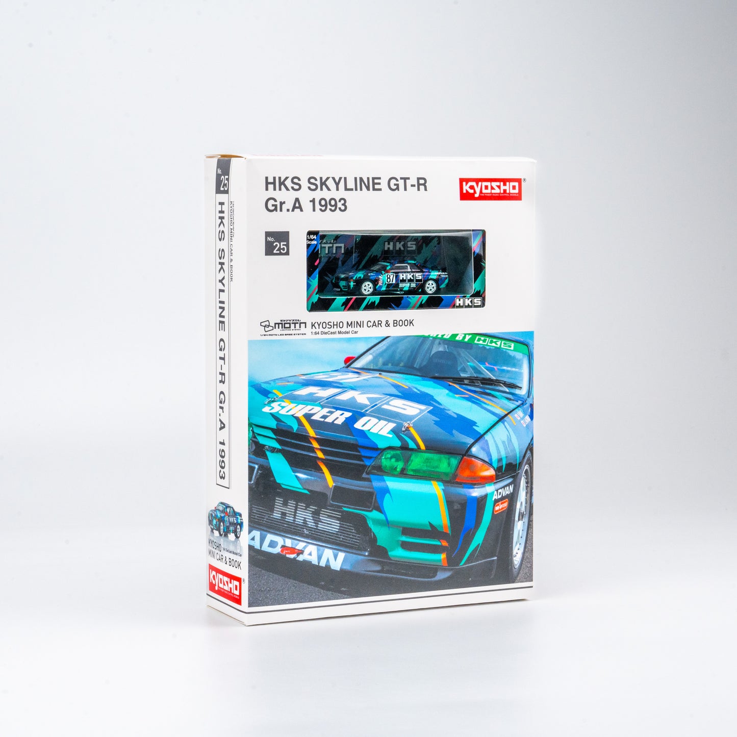 (Preorder) Kyosho 1:64 Nissan Skyline GT-R HKS #87 - Includes Mini Car & Book