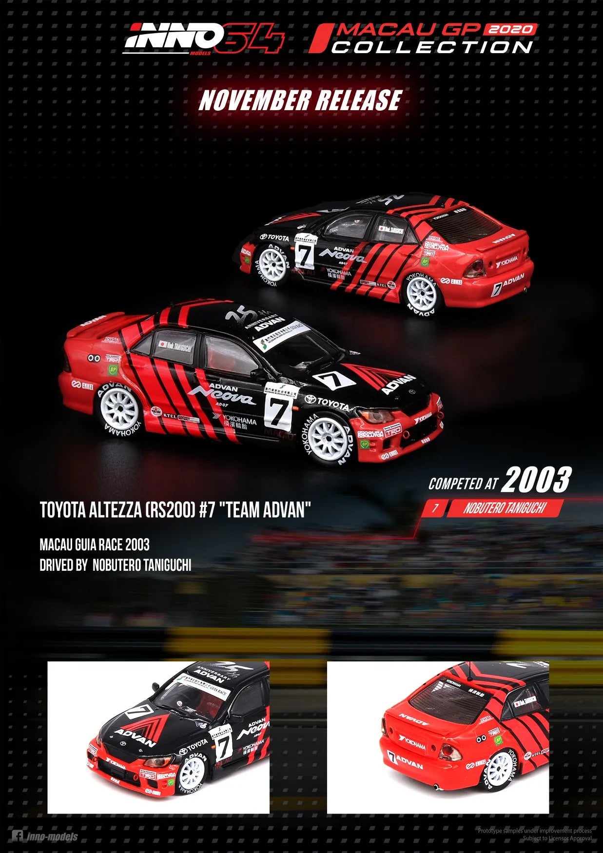 INNO64 1:64 TOYOTA ALTEZZA (RS200) #7 "TEAM ADVAN"