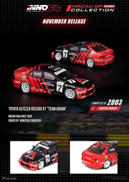 INNO64 1:64 TOYOTA ALTEZZA (RS200) #7 "TEAM ADVAN"