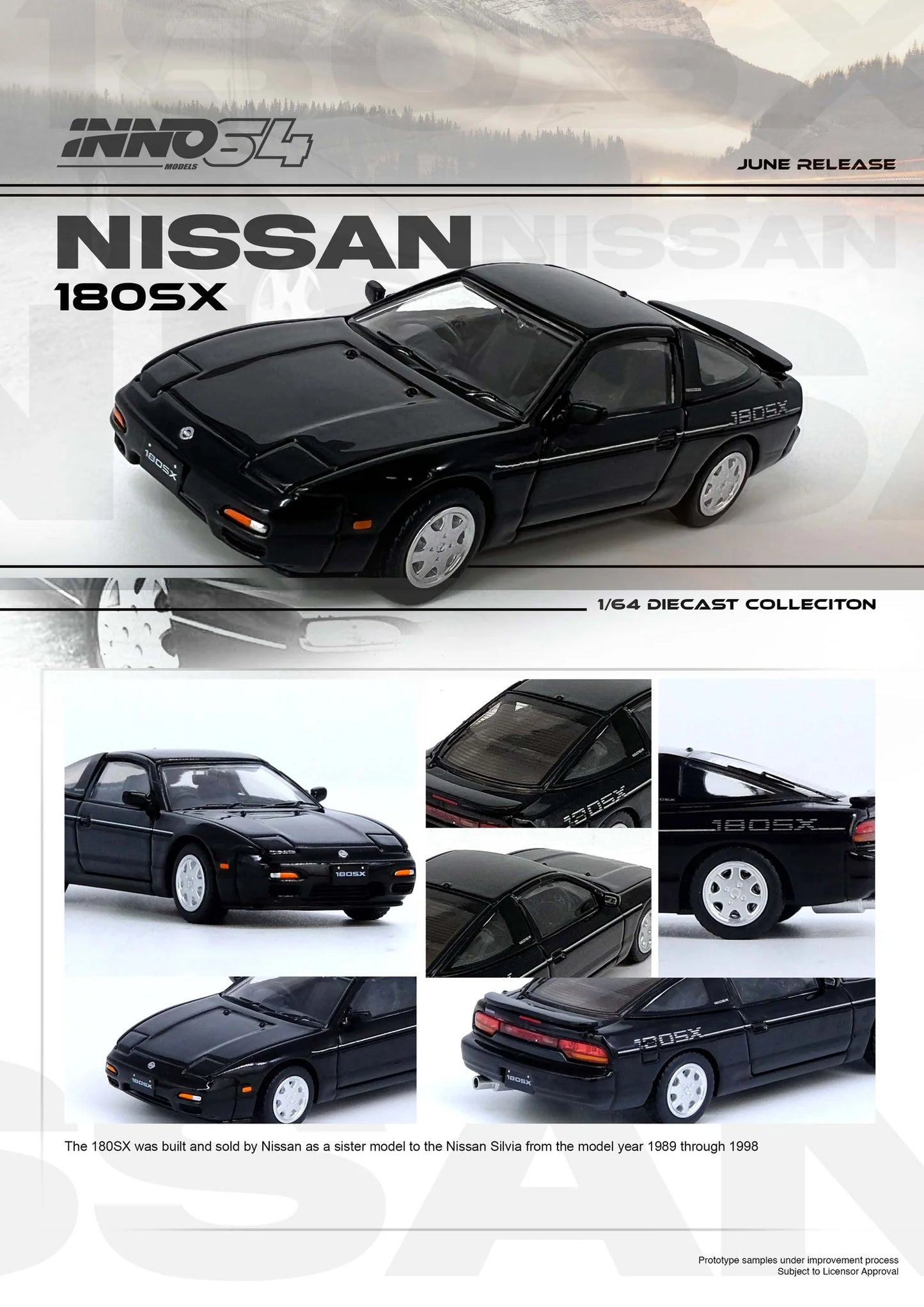 INNO64 1:64 Nissan 180SX Black