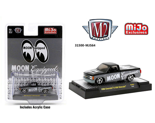 M2 Machines 1:64 1990 Chevrolet C1500 454SS Pickup Mooneyes Equipped – Black w/ Grey – Mijo Exclusives