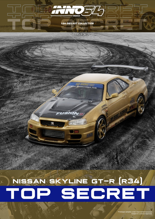 INNO64 1:64 TOP SECRET R34 GT-R Gold