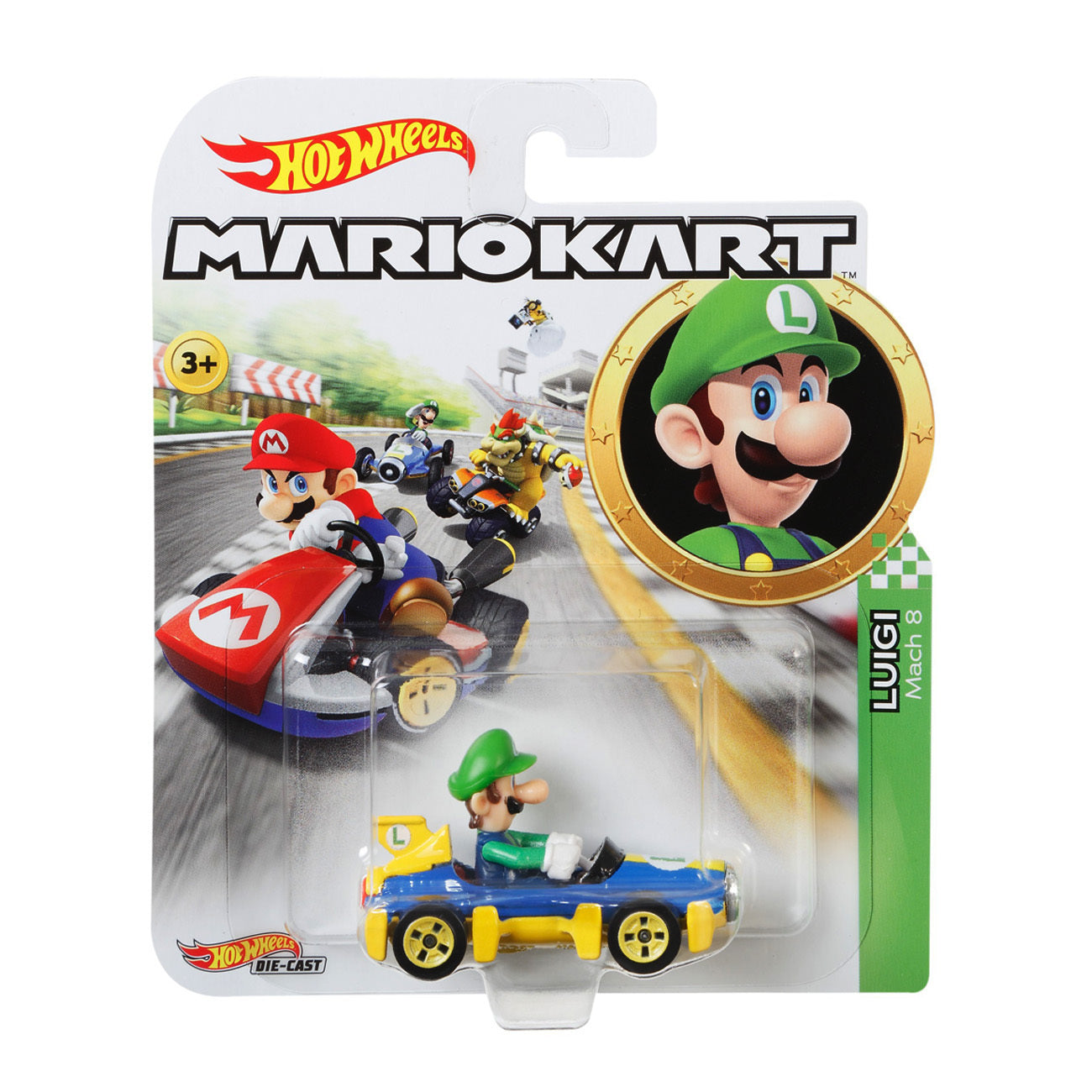 Hot Wheels Mario Kart Luigi /  Mach 8