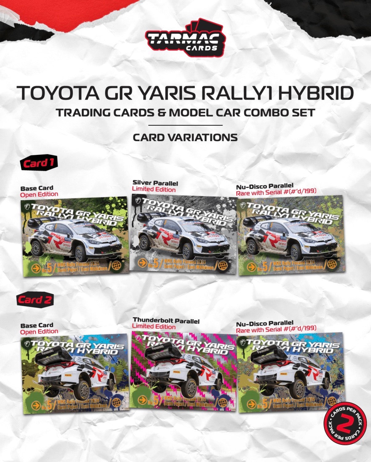 (Preorder) Tarmac Works 1:64 Toyota GR YARIS Rally1 HYBRID, Rally Finland 2024 Sami Pajari / Enni Mälkönen + Trading Cards