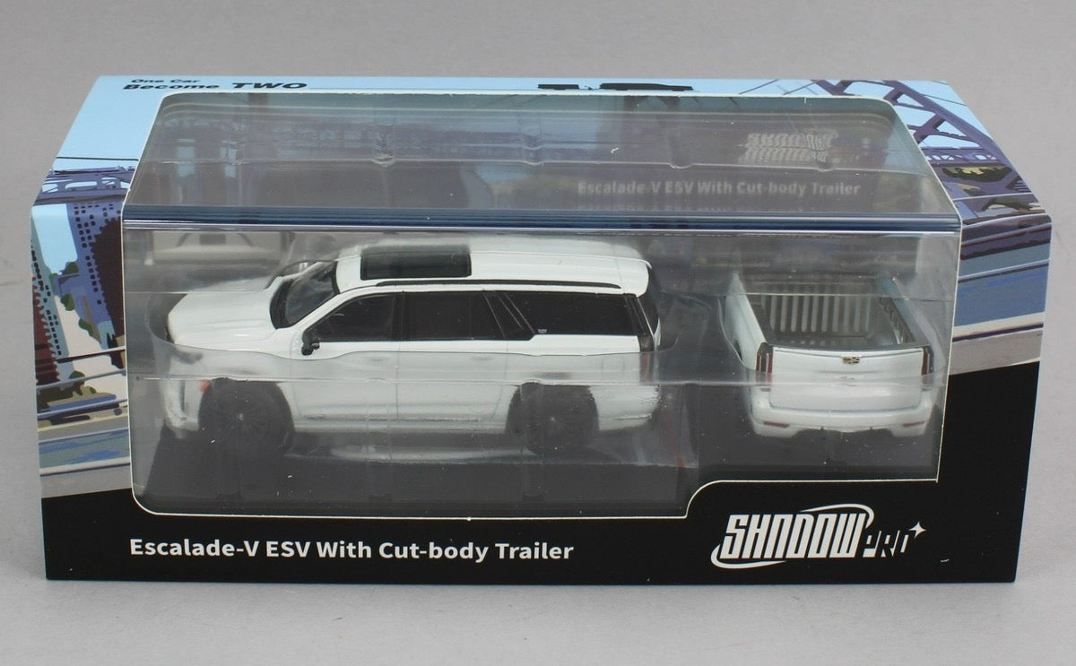 (Preorder) GCD Shadow Pro 1:64 Escalade-V ESV With Cut-body Trailer (4 COLOURS)