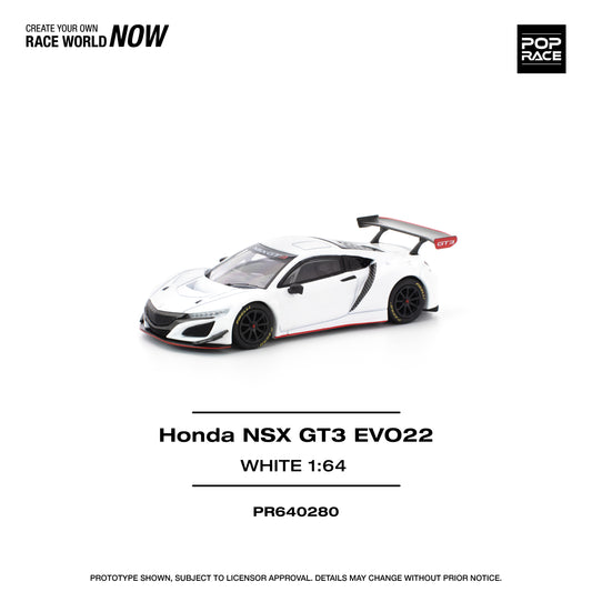 (Preorder) Pop Race 1:64 Honda NSX GT3 EVO22, WHITE