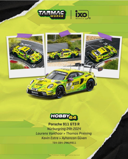 (Preorder) Tarmac Works 1:64 Porsche 911 GT3 R Nürburgring 24h 2024 Laurens Vanthoor / Thomas Preining / Kevin Estre / Ayhancan Güven