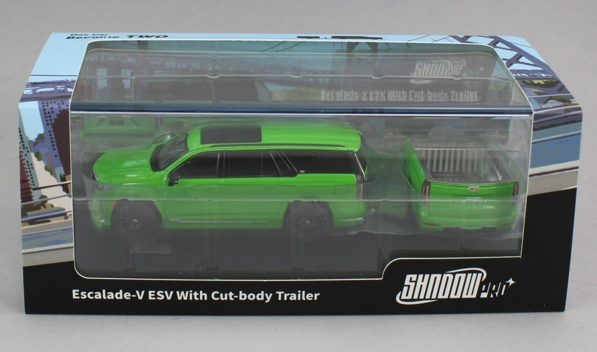 (Preorder) GCD Shadow Pro 1:64 Escalade-V ESV With Cut-body Trailer (4 COLOURS)