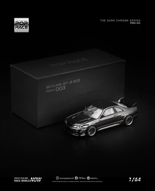 (Preorder) Pop Race 1:64 Nissan R33 GTR DARK CHROME