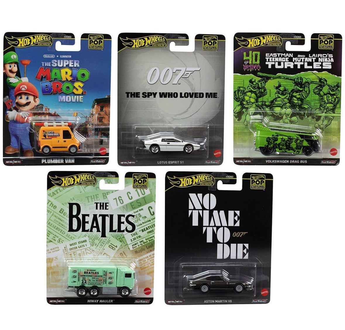 Hot Wheels Premium 1:64 Pop Culture 2024 D Assortment Complete Set of 5